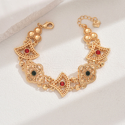 Vintage Brass Glass Hollow Link Bracelets for Women QG3110-7-1