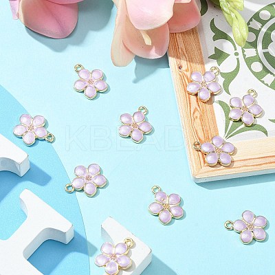 10Pcs Light Gold Plated Alloy Enamel Pendants ENAM-YW0002-15A-1