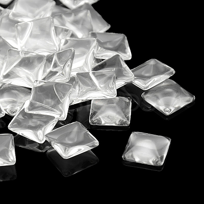 Transparent Clear Glass Square Cabochons GGLA-A001-20mm-1