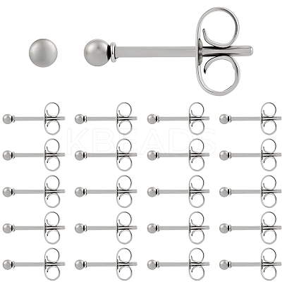 100Pcs 304 Stainless Steel Round Stud Earrings EJEW-BBC0002-05A-P-1