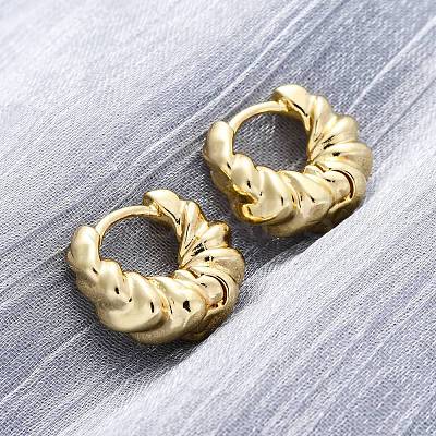 Twist Ring Rack Plating Brass Hoop Earring for Women EJEW-H091-14G-1