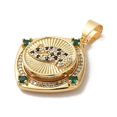 Brass Micro Pave Cubic Zirconia Pendants KK-R162-086A-G-1