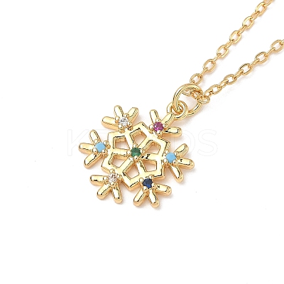 Brass Micro Pave Cubic Zirconia Pendant Necklaces NJEW-F271-11-1-1