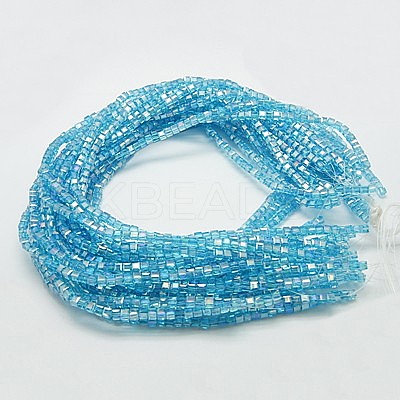 Electroplate Glass Beads Strands EGLA-D018-8x8mm-41-1