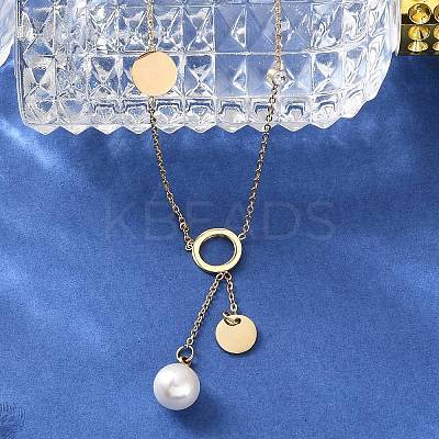 304 Stainless Steel Crystal Rhinestone Round Disc Pendant Necklaces NJEW-A045-03G-1