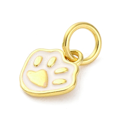 925 Sterling Silver White Enamel Paw Print Charms STER-D303-04G-1