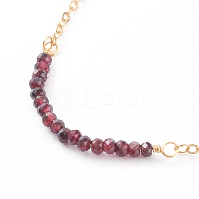 January Birthstone Natural Garnet Beaded Bracelets BJEW-JB06092-01-1