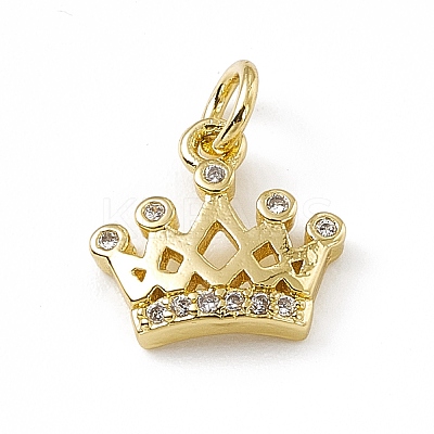 Brass Micro Pave Clear Cubic Zirconia Crown Charms LS-ZIRC-F132-64G-1