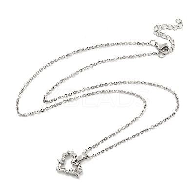 Brass Micro Pave Clear Cubic Zirconia Pendant Necklaces NJEW-B100-02P-1