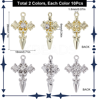 20Pcs 2 Colors Alloy with Rhinestone Pendants FIND-SC0009-94-1