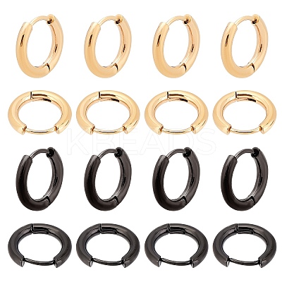 12Pair 2 Color 304 Stainless Steel Huggie Hoop Earrings EJEW-UN0032-61-1