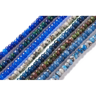 Dyed Natural Sesame Jasper/Kiwi Jasper Rondelle Beads Strands G-E316-A-1