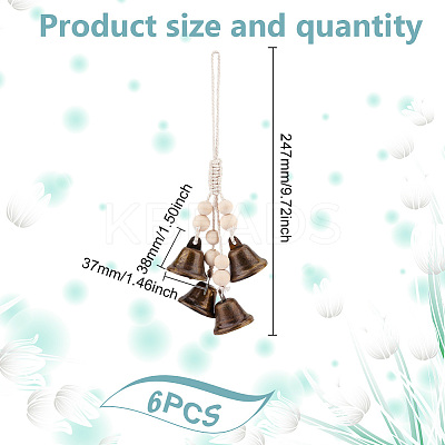 6Pcs Iron Witch Bells Protection for Door Knob Hanger HJEW-GO0001-13-1