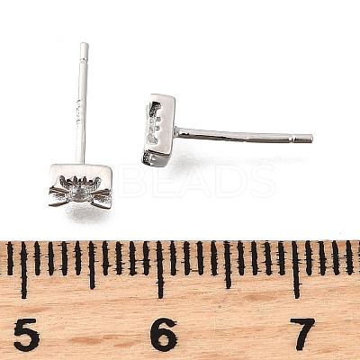 925 Sterling Silver Clear Cubic Zirconia Stud Earrings EJEW-Q030-05P-1