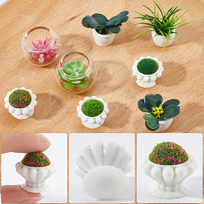 26Pcs 16 Styles Resin Flower Potting Display Ornaments DJEW-GF0001-67-1