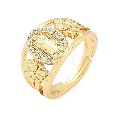 Brass Micro Pave Clear Cubic Zirconia Finger Rings for Women RJEW-Z081-01G-1