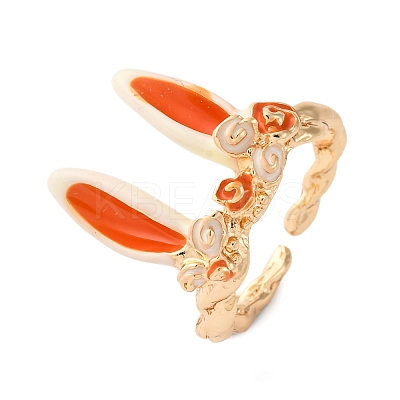 Zinc Alloy Enamel Adjustable Open Cuff Rings for Women RJEW-U058-03G-1