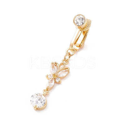 Butterfly Cubic Zirconia Charm Belly Ring AJEW-F057-15G-1