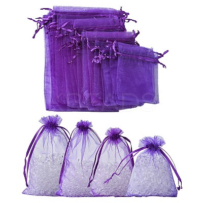 30Pcs 4 Styles Rectangle Organza Bags Jewellery Storage Pouches Wedding Favour Party Mesh Drawstring Gift OP-FS0001-01E-1