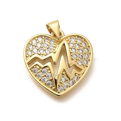 Rack Plating Brass Micro Pave Cubic Zirconia Pendants KK-L226-001G-08-1