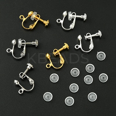 12Pcs 3 Colors Brass Screw On Clip-on Earring Findings KK-FS0001-29-1