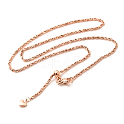 2mm Rack Plating Brass Rope Chain Adjustable Slider Necklaces for Women Men MAK-L044-06RG-1