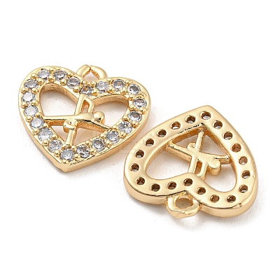 Brass Micro Cubic Zirconia Charms KK-Q789-28G-1