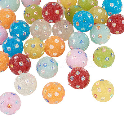 40Pcs 8 Colors Handmade Acrylic Resin Rhinestone Beads CLAY-TA0001-90B-1