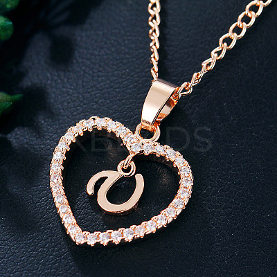 Alloy Crystal Rhinestone Heart with Initial Pendant Necklaces WGD4CFD-21-1