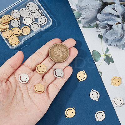 32Pcs 2 Colors 201 Stainless Steel Connector Charms STAS-UN0049-84-1
