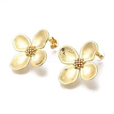 Rack Plating Flower Brass Stud Earrings EJEW-H016-26G-1
