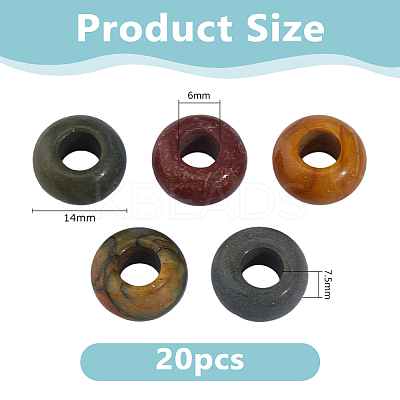 20Pcs Natural Picasso Stone/Polychrome Jasper European Beads G-DC0001-59-1
