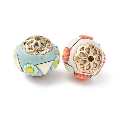 Handmade Resin Indonesia Round Beads IPDL-P005-04KCG-M-1