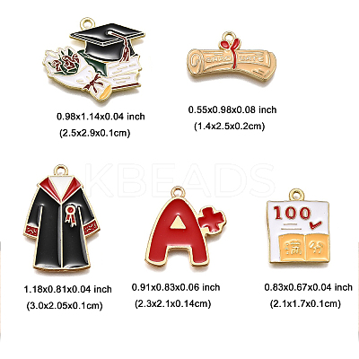 20Pcs 5 Styles Graduation Season Alloy Enamel Pendants ENAM-FP0002-80-1