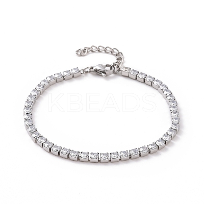 304 Stainless Steel Rhinestone Strass Chain Bracelets STAS-B021-14P-A-1