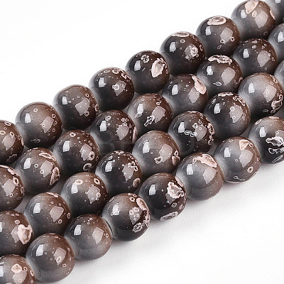 Baking Paint Glass Beads Strands DGLA-N008-8mm-09-1