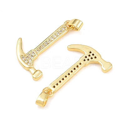 Brass Micro Pave Clear Cubic Zirconia Pendants KK-G549-16B-G-1