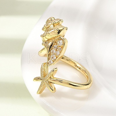 Brass Micro Pave Clear Cubic Zirconia Cuff Open Rings RJEW-C164-07G-1