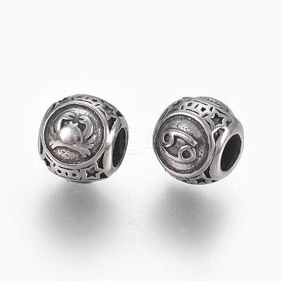 316 Surgical Stainless Steel European Beads STAS-P212-18P-08-1