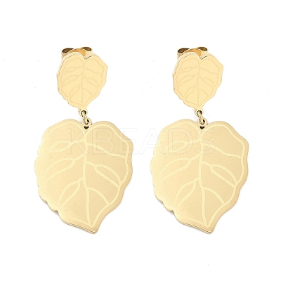 Leaf 304 Stainless Steel Dangle Earrings EJEW-L283-105G-1