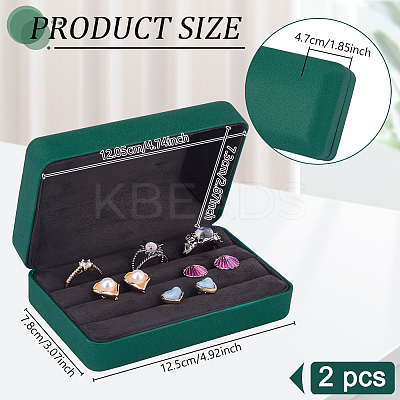 3-Slot Rectangle PU Leather Finger Ring Display Boxes CON-WH0099-10B-1