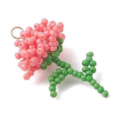 Glass Seed Beaded Flower Pendans PALLOY-MZ01224-02-1