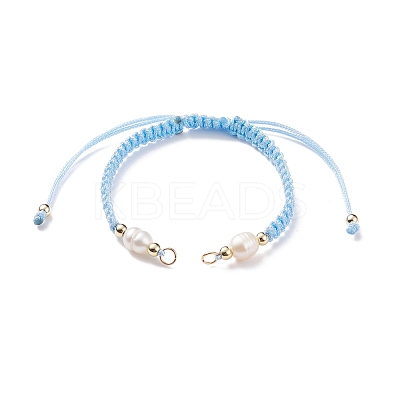 Half Finished Polyester Braided Pearl Bracelet AJEW-JB01128-03-1