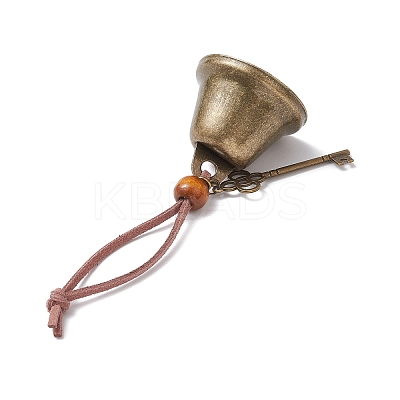 Iron Bell & Tibetan Style Alloy Key Pendant Decorations HJEW-JM03367-1