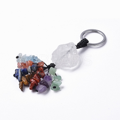 Natural Mixed Gemstone Nugget with Mixed Gemstone Chips Tassel Keychains KEYC-P012-02P-1