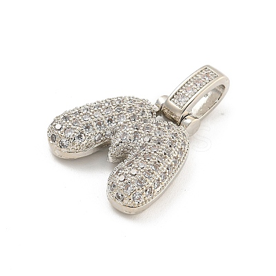 Brass Micro Pave Clear Cubic Zirconia Pendants KK-B099-01P-M-1