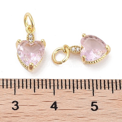 Brass Micro Pave Cubic Zirconia Charms KK-C051-05G-04-1