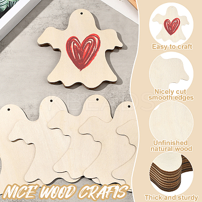 Halloween Theme Unfinished Wood Pendant Decorations HJEW-WH20003-47B-1