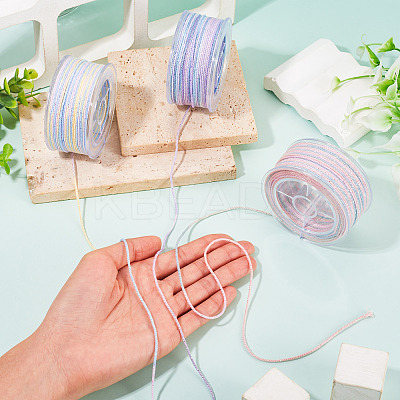 3 Roll 3 Colors Segment Dyed Cotton & Metallic String Threads OCOR-TA0004-12-1