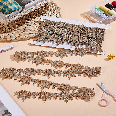 5 Yards Metallic Yarn Flower Lace Trim Ribbons OCOR-LP0002-82-1